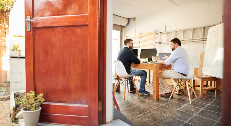 Home office in garage